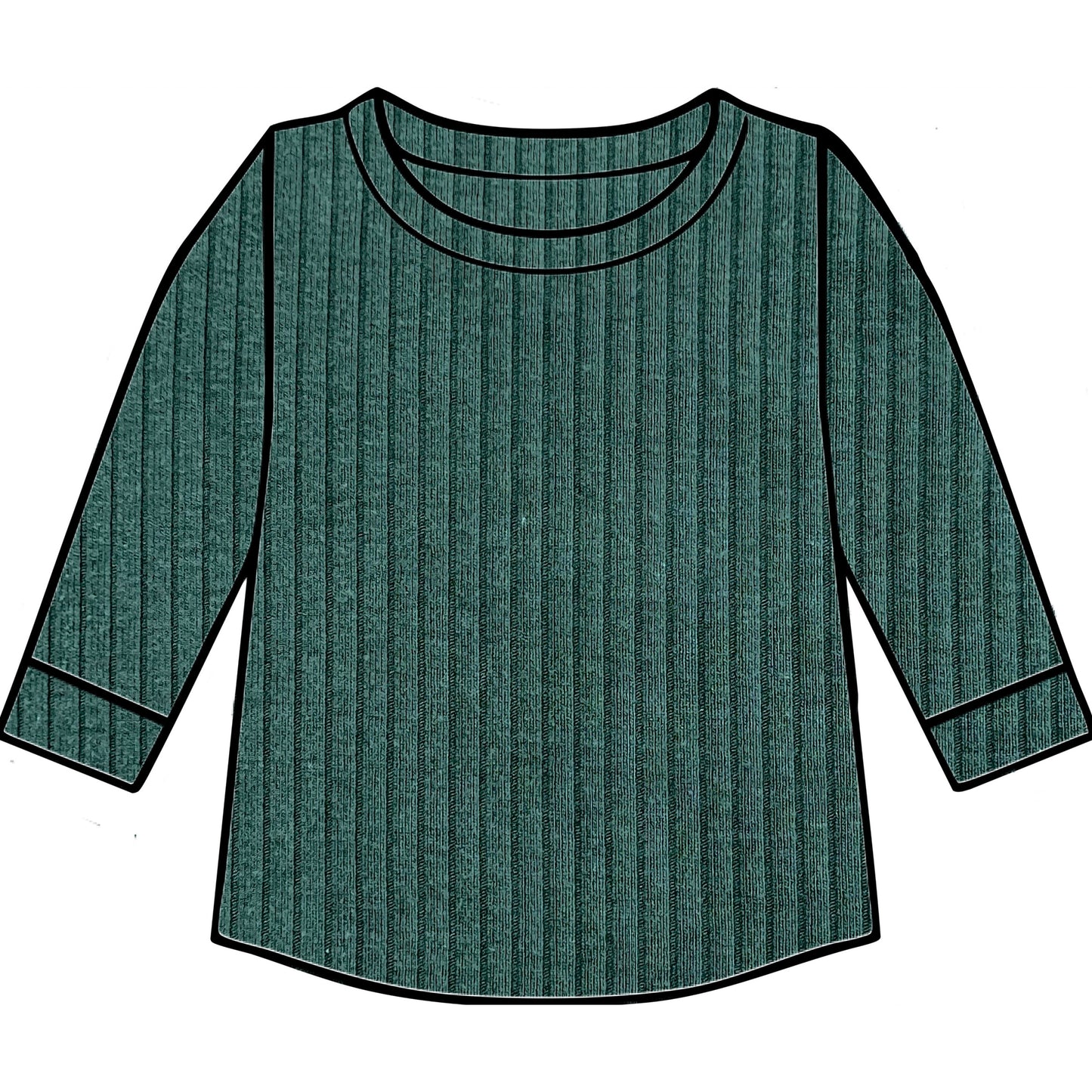 Dark Green Ribbed Top