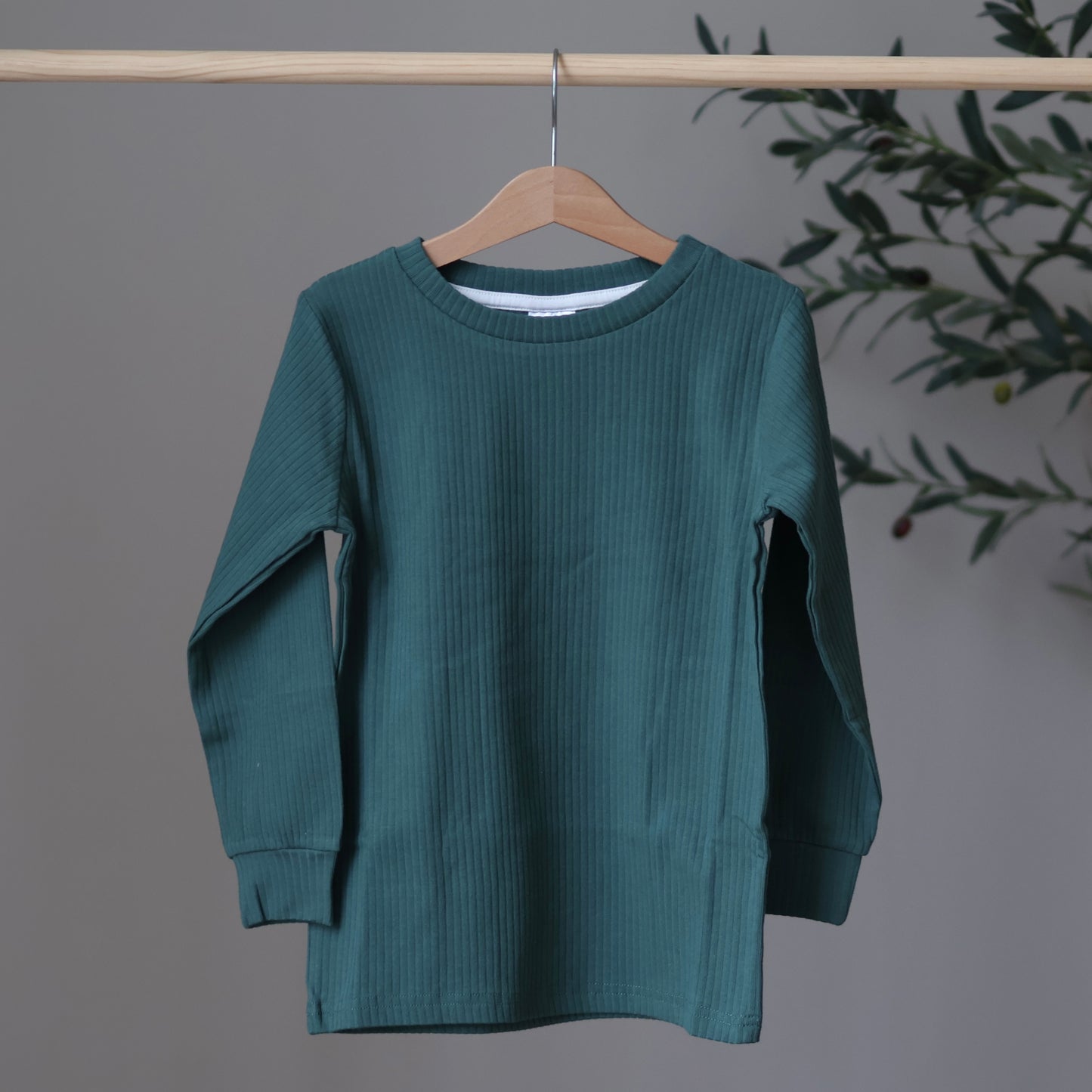 Dark Green Ribbed Top