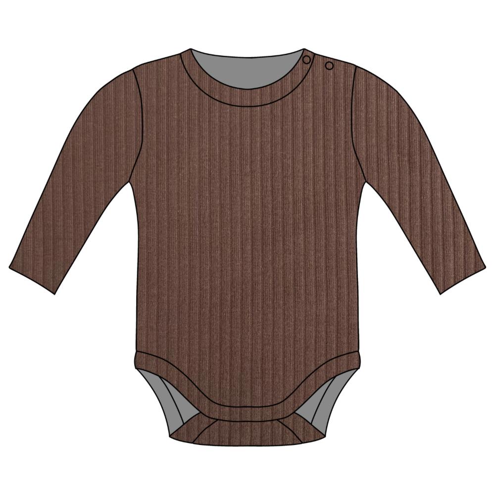 Woodland Brown Long Sleeve Ribbed Bodysuit