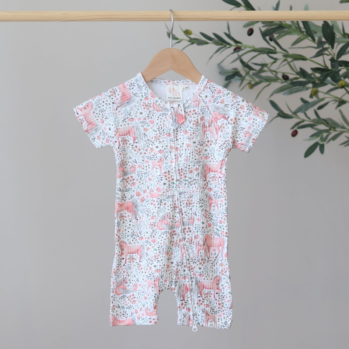 Whimsical Unicorns Ribbed Summer Sleepsuit