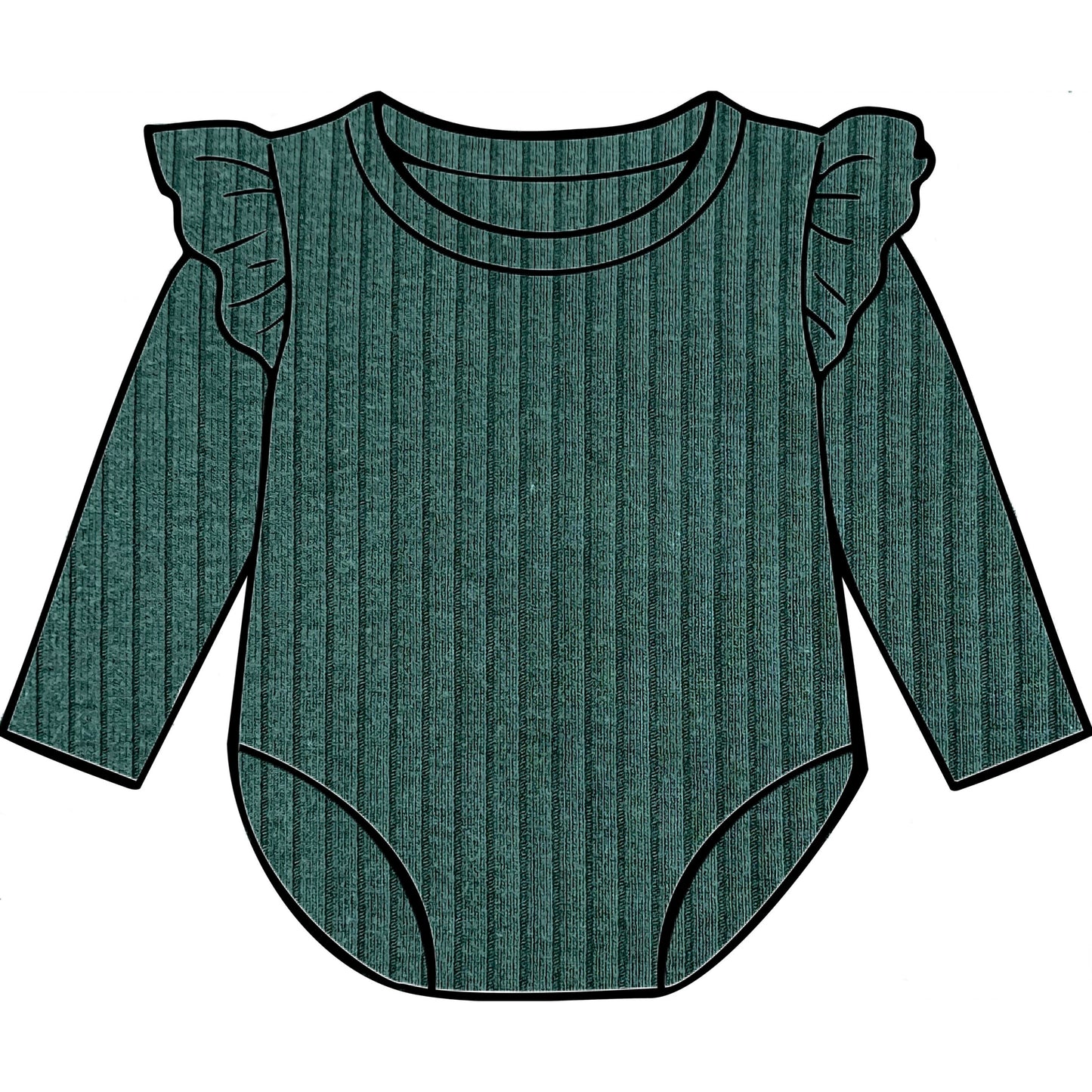 Dark Green Frill Bodysuit