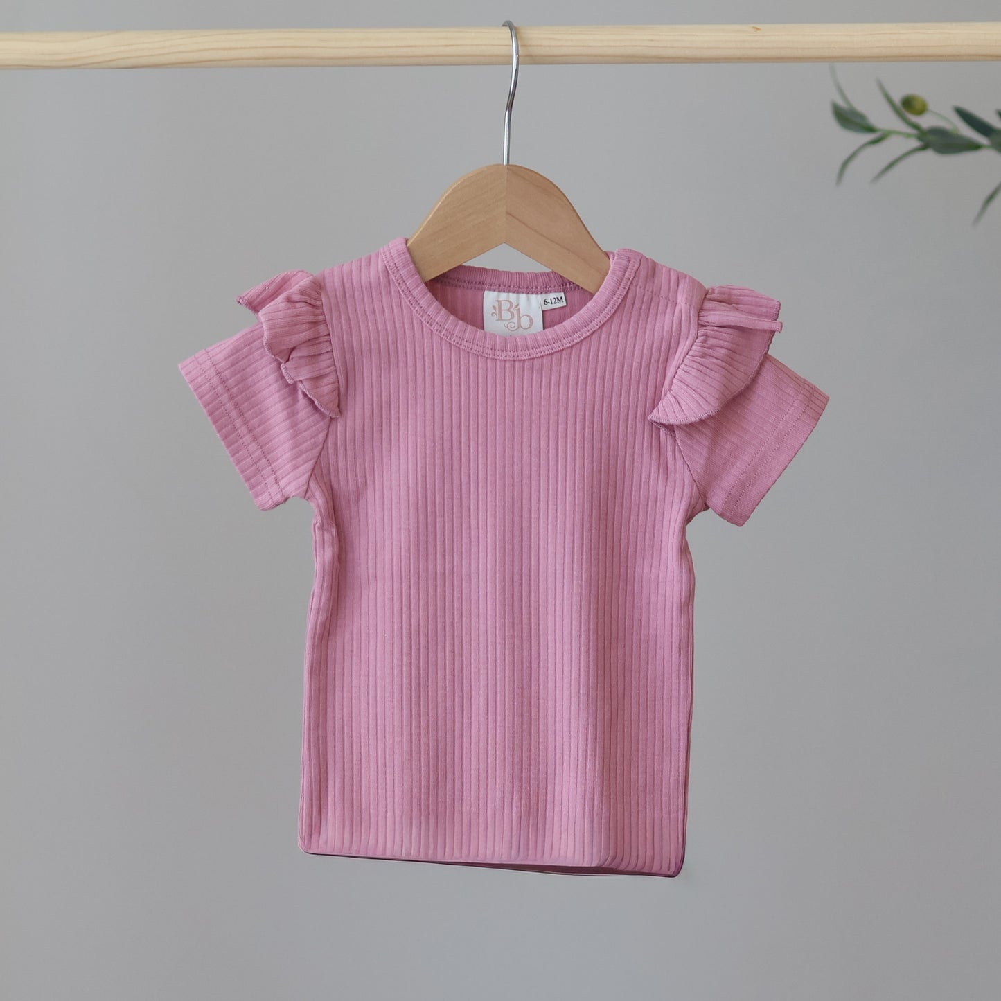 Raspberry Short Sleeve Frill Top
