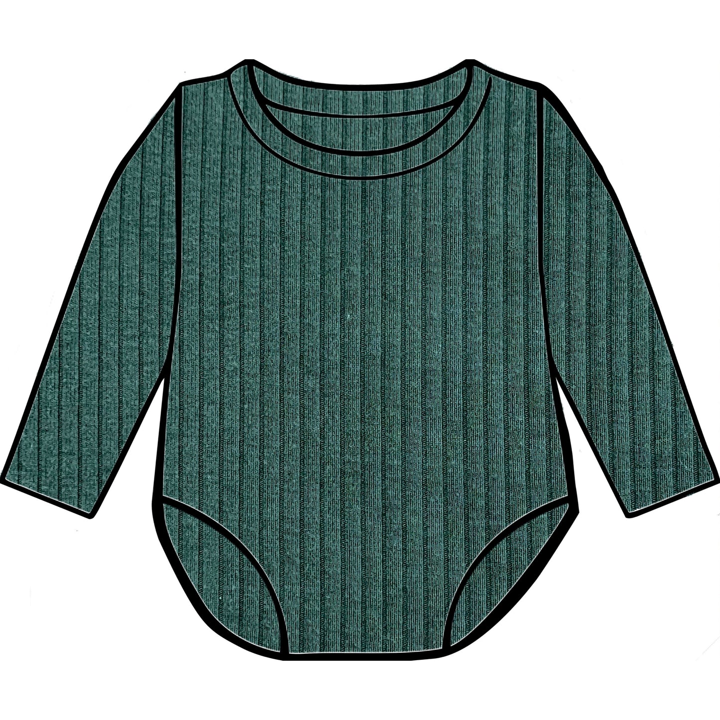 Dark Green Ribbed Bodysuit