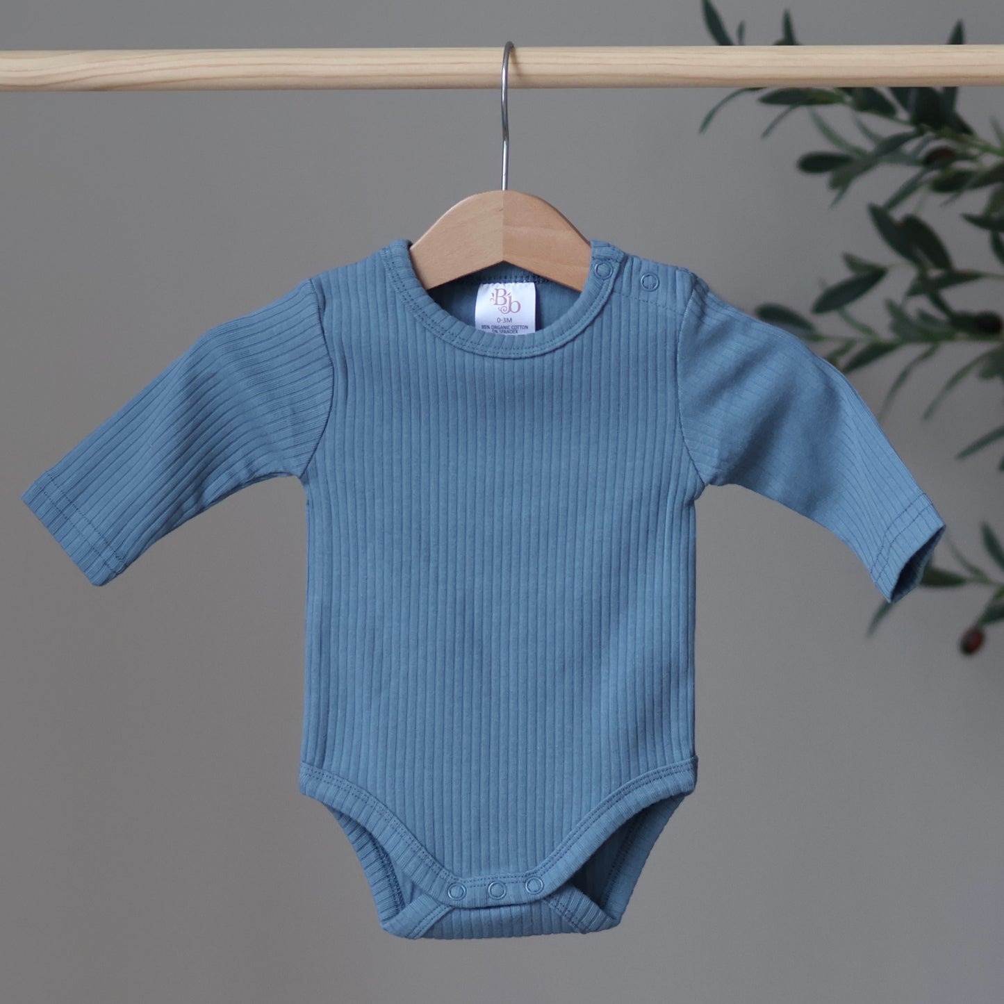Dusky Blue Ribbed Bodysuit