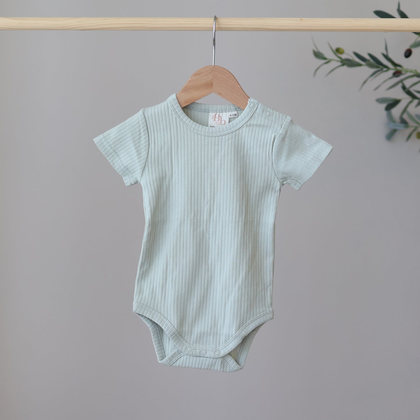 Pistachio Short Sleeve Ribbed Bodysuit