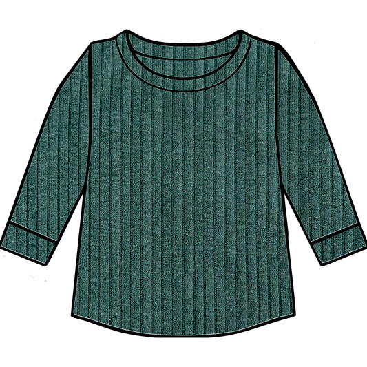 Dark Green Ribbed Top