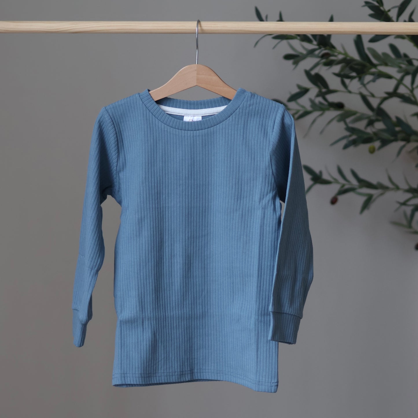 Dusky Blue Ribbed Top
