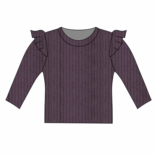 PREORDER Mauve Long Sleeve Frill Top