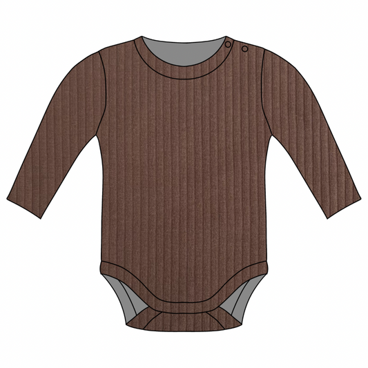 PREORDER Woodland Brown Long Sleeve Ribbed Bodysuit