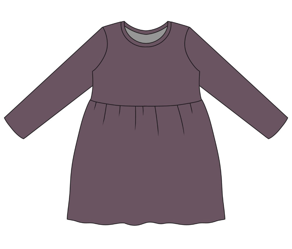 PREORDER Mauve Long Sleeve Ribbed Dress