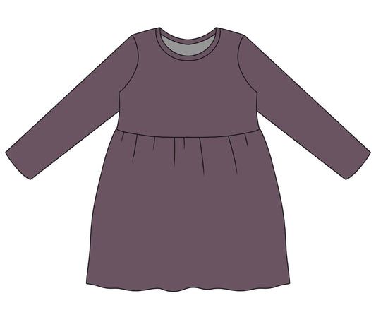 PREORDER Mauve Long Sleeve Ribbed Dress