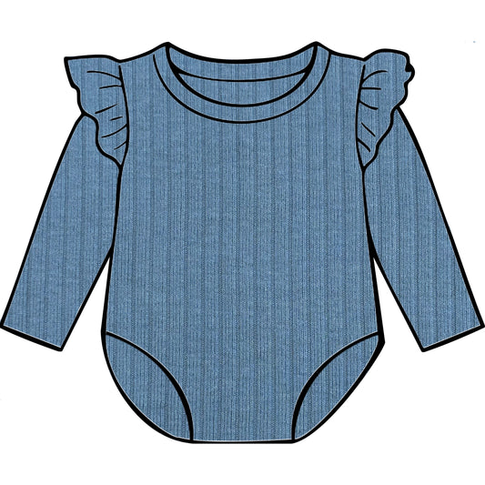 Dusky Blue Frill Bodysuit