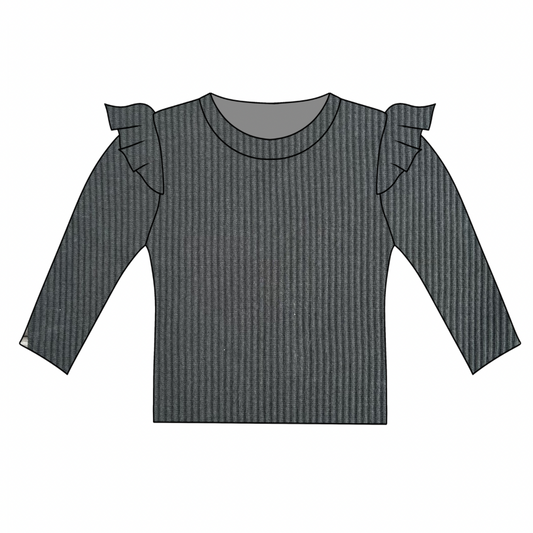 PREORDER Pine Long Sleeve Frill Top