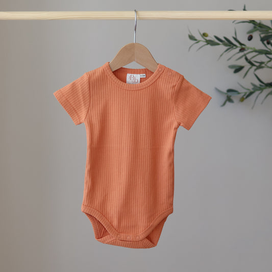 Tangerine Short Sleeve Ribbed Bodysuit