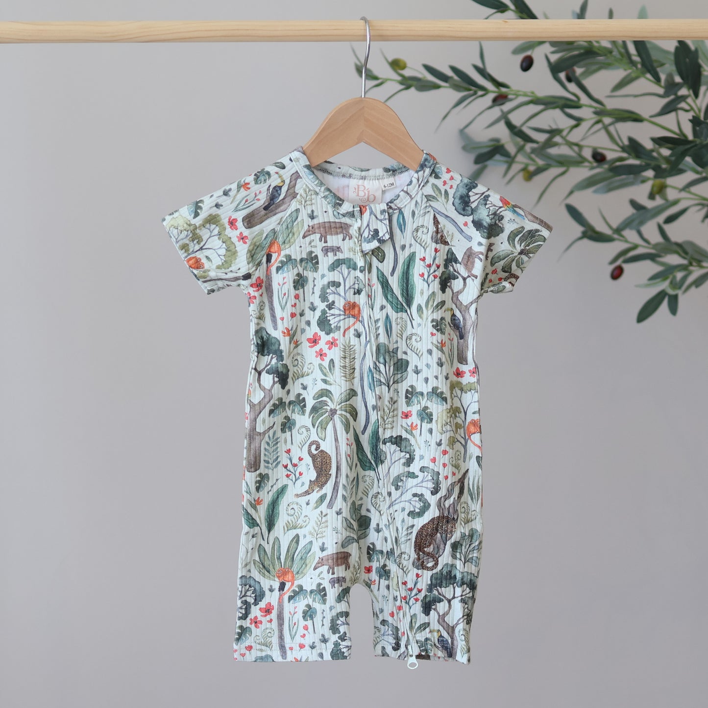 Rainforest Ribbed Summer Sleepsuit
