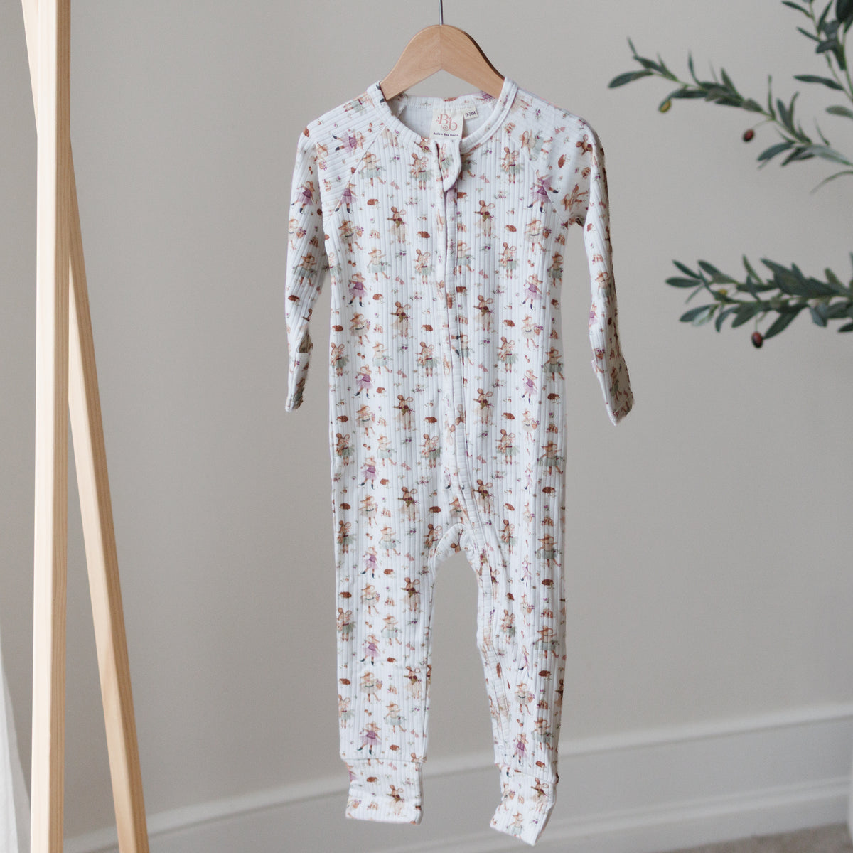 Ballet Mouse Ribbed Sleepsuit
