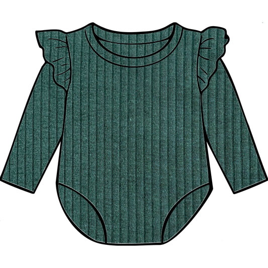 Dark Green Frill Bodysuit