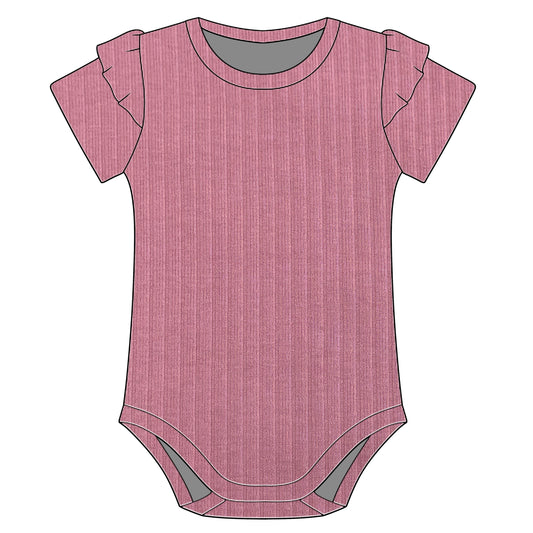 Raspberry Short Sleeve Frill Bodysuit