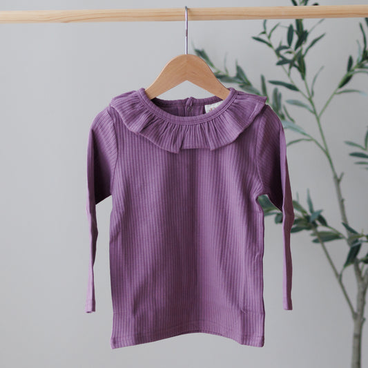 Orchid Long Sleeve Ruffle Neck Top