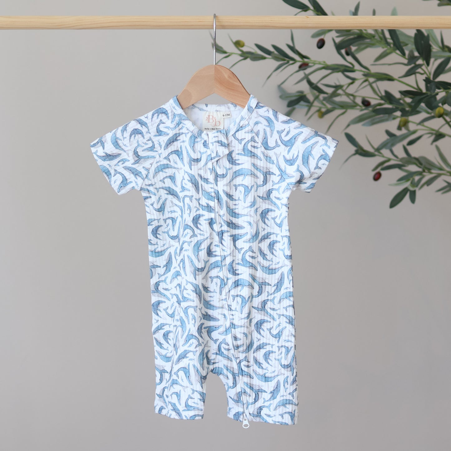 Humpback Whales Ribbed Summer Sleepsuit