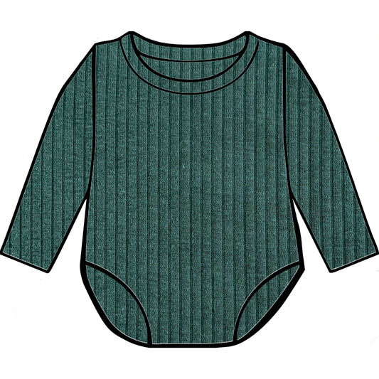 Dark Green Ribbed Bodysuit