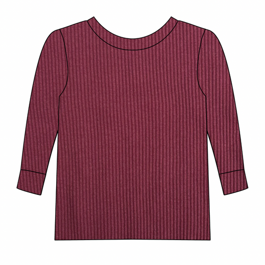 PREORDER Burgundy Long Sleeve Top