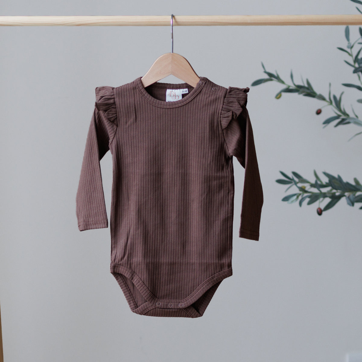 Woodland Brown Long Sleeve Frill Bodysuit