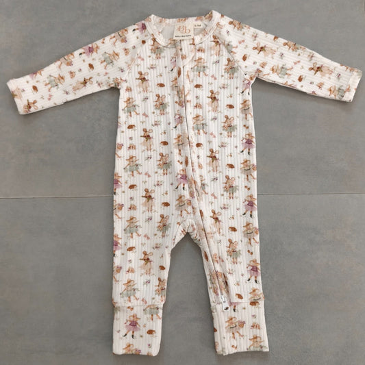 Ballet Mouse Ribbed Sleepsuit