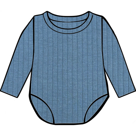 Dusky Blue Ribbed Bodysuit