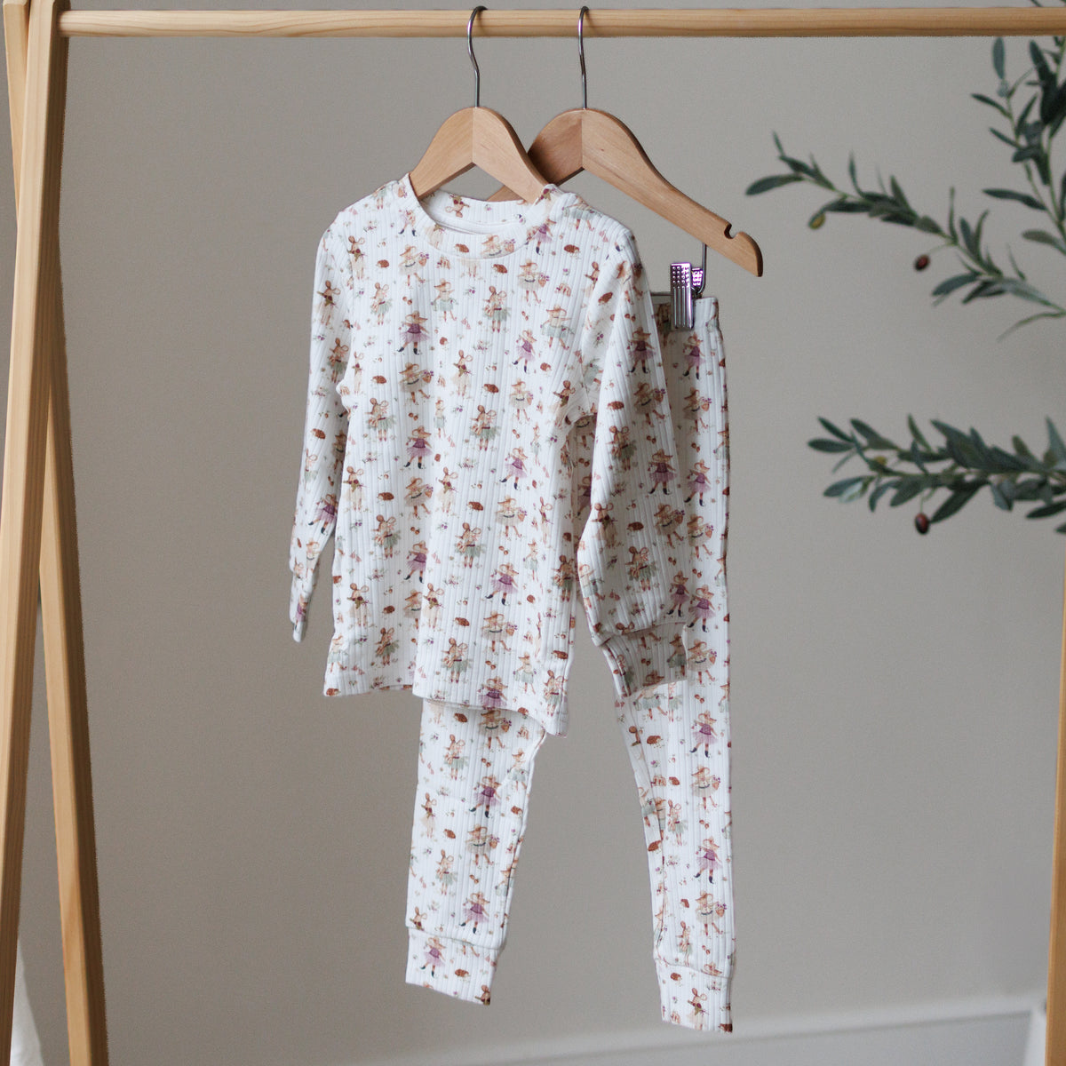 Ballet Mouse Ribbed Pyjama Set