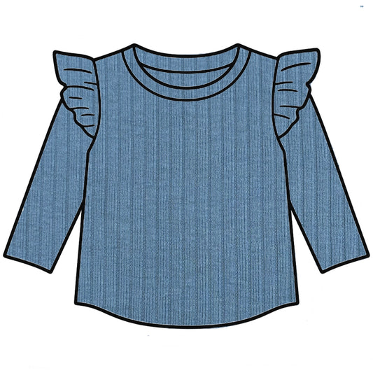 Dusky Blue Frill Top
