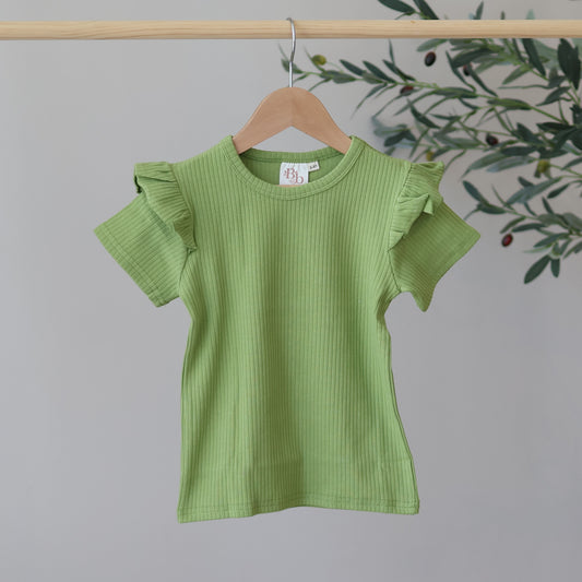 Leaf Short Sleeve Frill Top