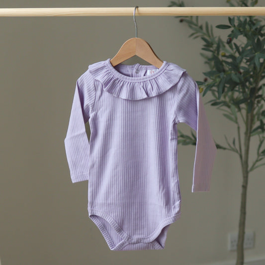 Lilac Ruffle Collar Bodysuit