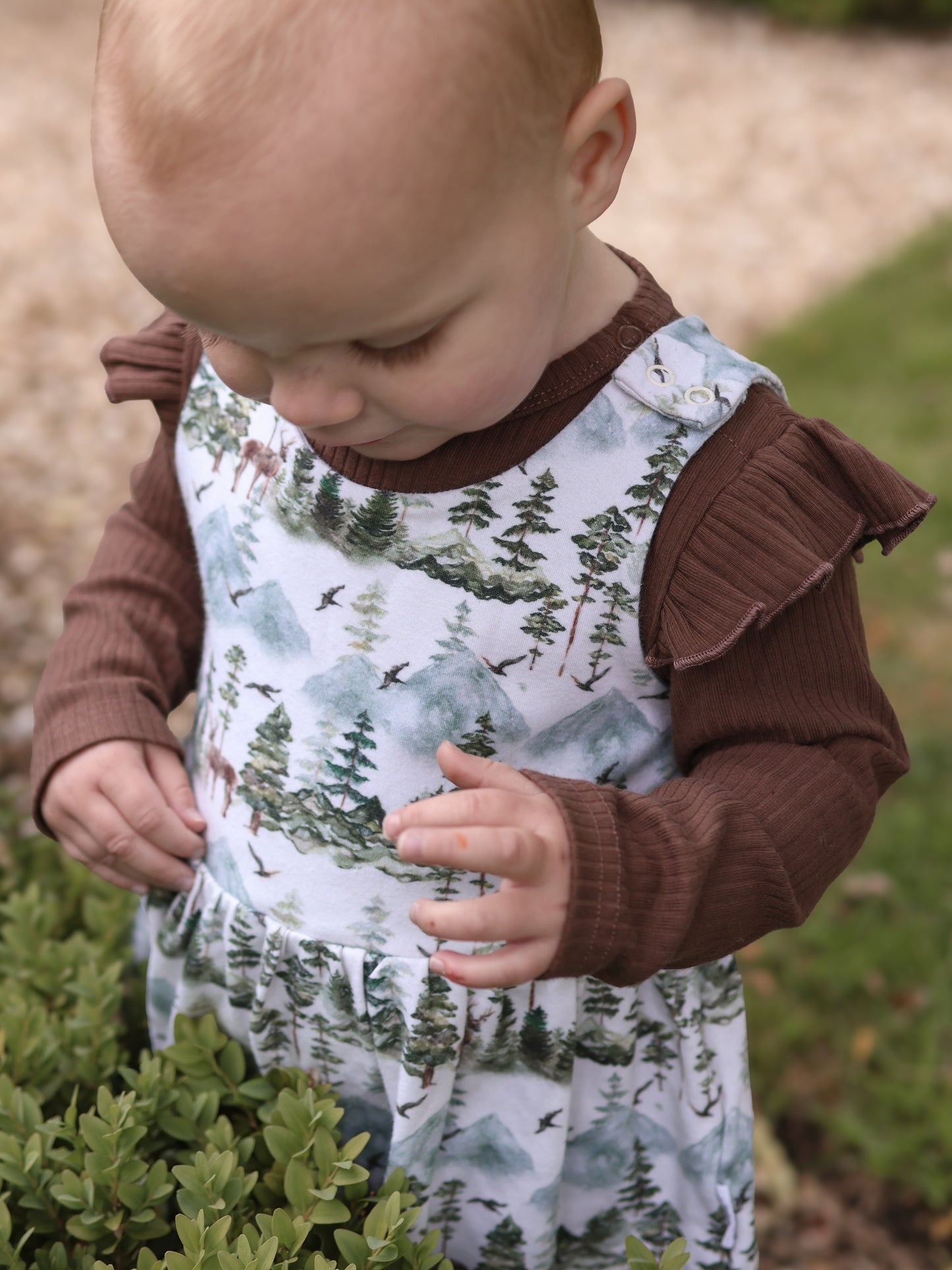 PREORDER Woodland Brown Long Sleeve Frill Bodysuit