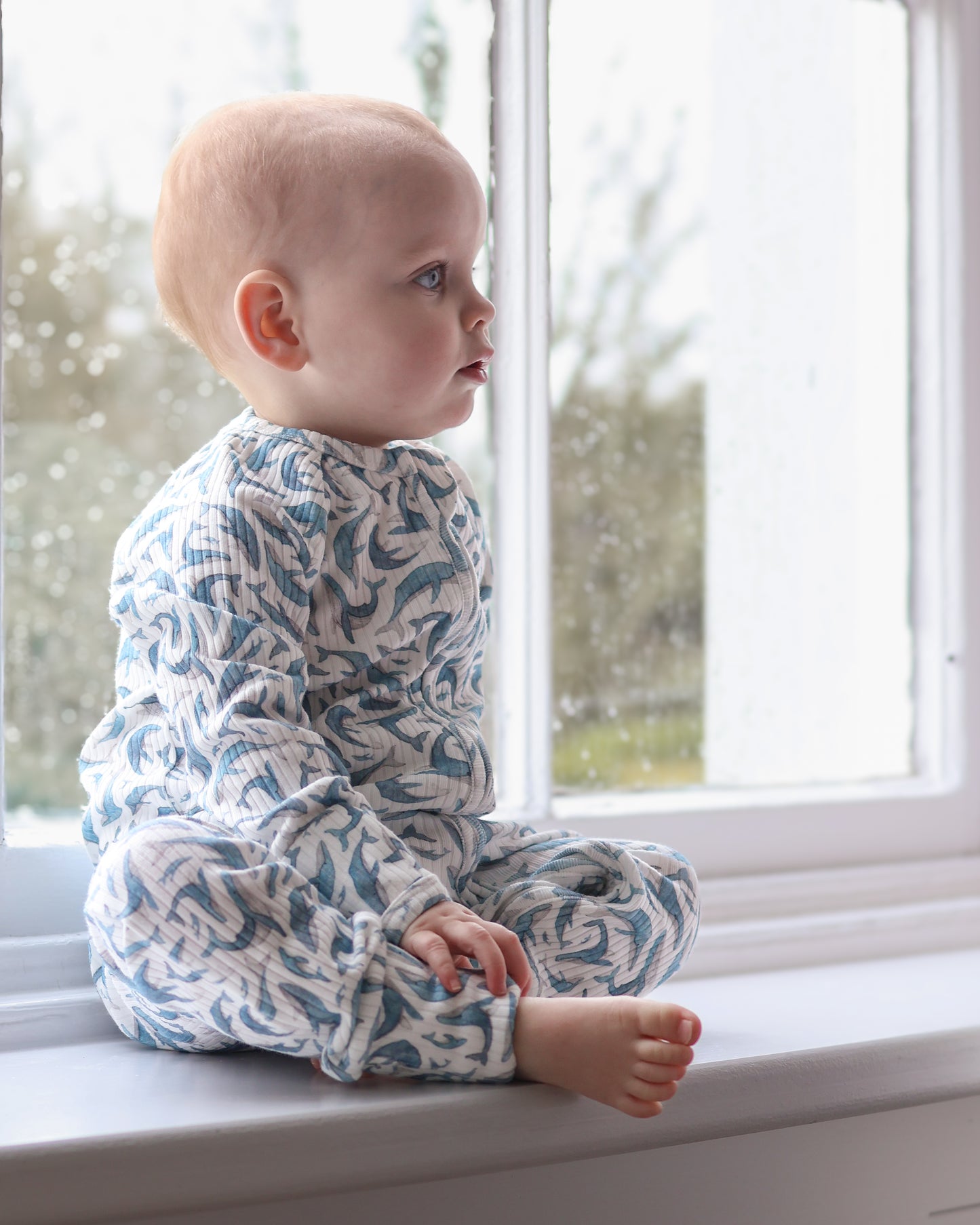 PREORDER Humpback Whales Ribbed Sleepsuit